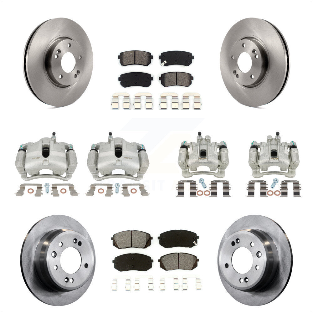 Front Rear Disc Brake Caliper Rotors And Semi-Metallic Pads Kit (10Pc) For Kia Sportage Hyundai Tucson KC8-101062S by Transit Auto