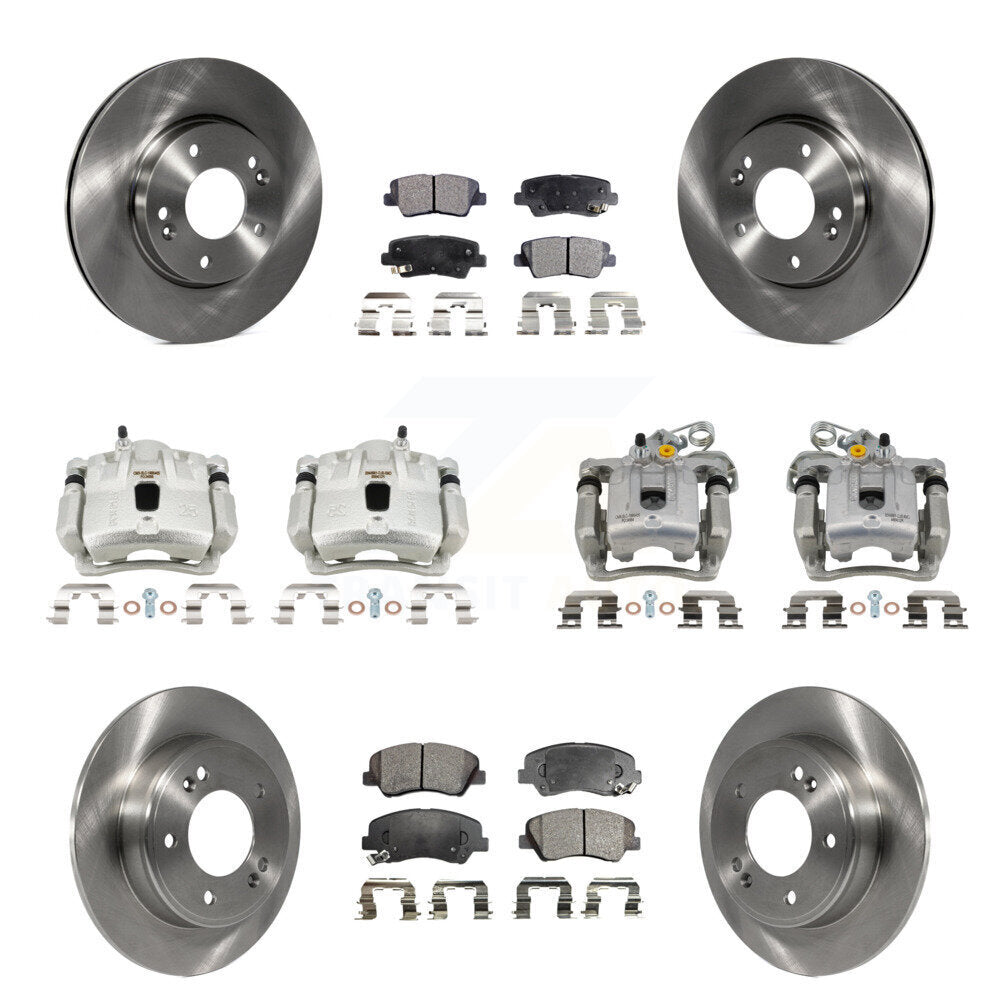 Front Rear Disc Brake Caliper Rotor And Semi-Metallic Pad Kit (10Pc) For Hyundai Elantra KC8-101063P