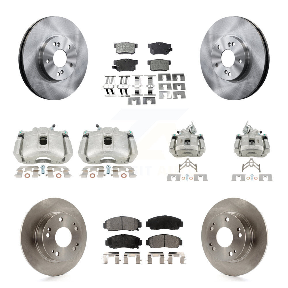 Front Rear Disc Brake Caliper Rotors & Ceramic Pad Kit (10Pc) For Honda Accord Acura TSX KC8-101063T