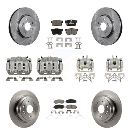 Front Rear Brake Caliper Rotors Ceramic Pad Kit (10Pc) For 11 Honda Accord Crosstour AWD KC8-101064C