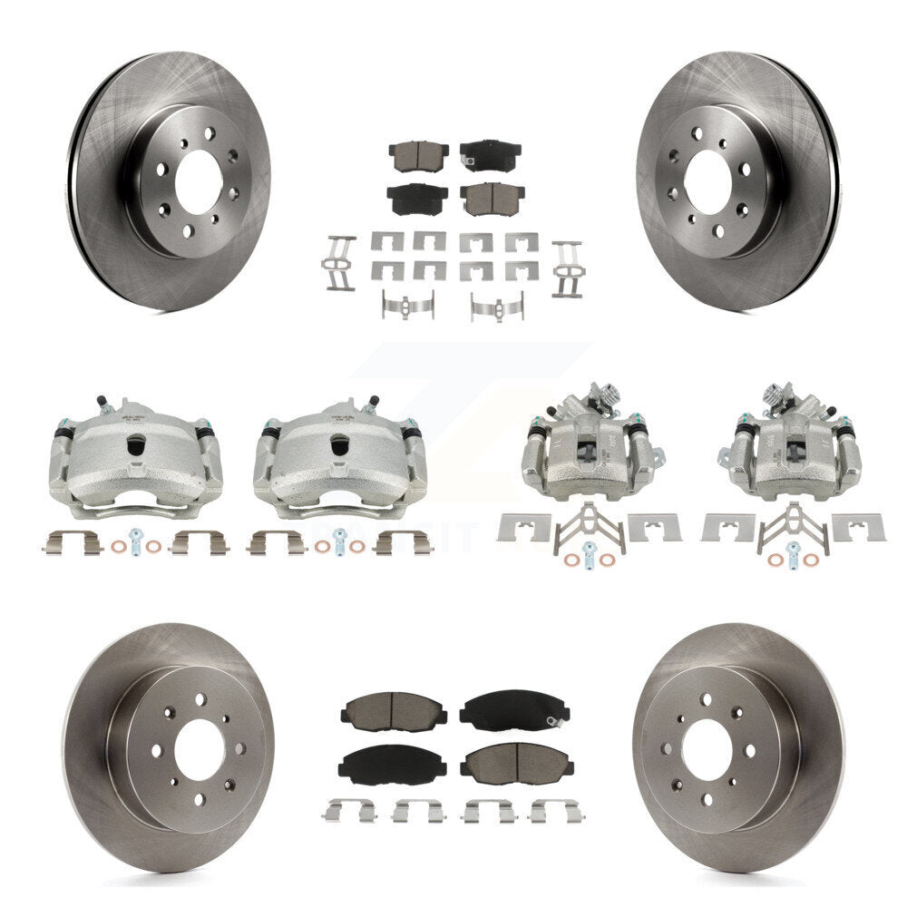Front Rear Disc Brake Caliper Rotors And Ceramic Pads Kit (10Pc) For Honda Civic KC8-101066C