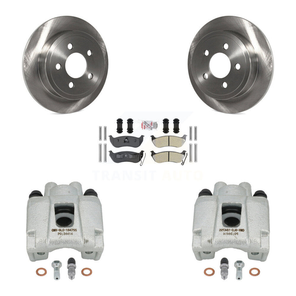 Rear Disc Brake Caliper Rotors And Semi-Metallic Pads Kit For Jeep Liberty Wrangler TJ KC8-101067N by Transit Auto