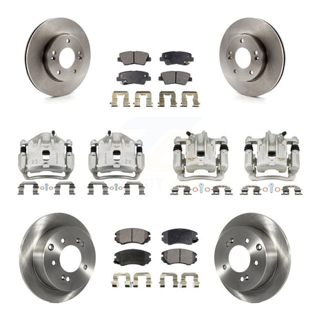 Front Rear Brake Caliper Rotors Semi-Metallic Pad Kit (10Pc) For 2010-2011 Kia Soul 1.6L KC8-101068P