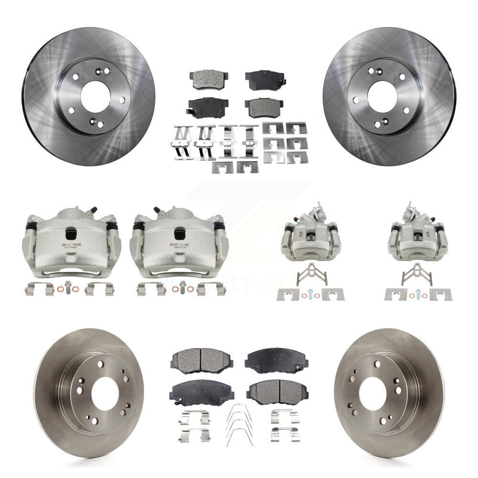 Front Rear Disc Brake Caliper Rotors And Ceramic Pads Kit (10Pc) For Honda Accord KC8-101068T