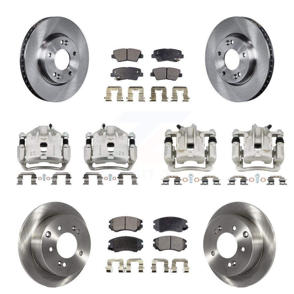 Front Rear Brake Caliper Rotors Semi-Metallic Pad Kit (10Pc) For 2010-2011 Kia Soul 2.0L KC8-101069P