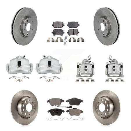 Front Rear Brake Caliper Rotors Semi-Metallic Pad Kit (10Pc) For 2012 Volkswagen CC 2.0L KC8-101070P