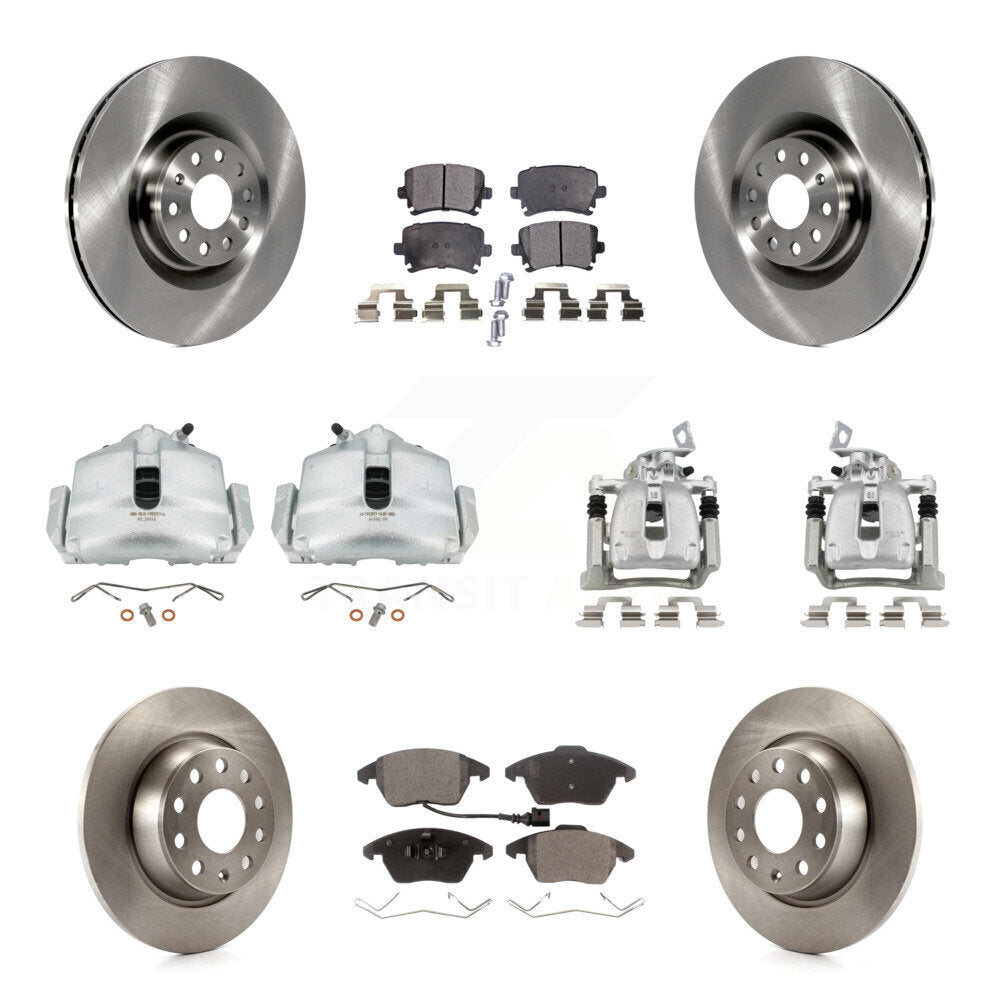 Front Rear Brake Caliper Rotors Semi-Metallic Pad Kit (10Pc) For 2012 Volkswagen CC 2.0L KC8-101071P