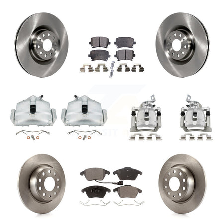 Front Rear Brake Caliper Rotors Semi-Metallic Pad Kit (10Pc) For 2012 Volkswagen CC 2.0L KC8-101071P