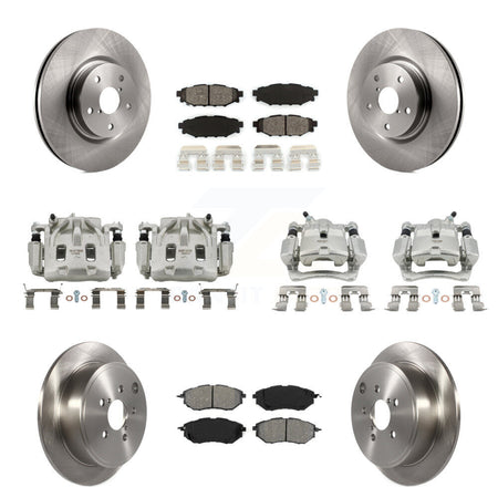 Front Rear Disc Brake Caliper Rotors And Semi-Metallic Pads Kit (10Pc) For Subaru WRX KC8-101072S