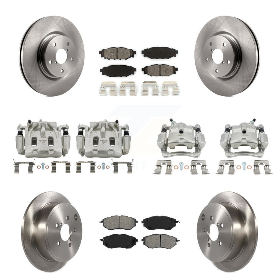 Front Rear Disc Brake Caliper Rotors And Semi-Metallic Pads Kit (10Pc) For Subaru WRX KC8-101072S