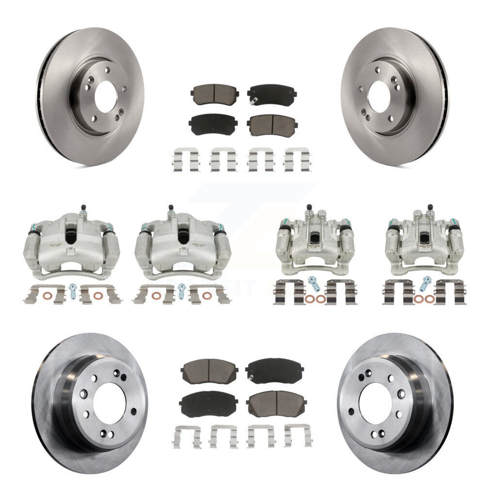 Front Rear Disc Brake Caliper Rotors And Ceramic Pads Kit (10Pc) For Kia Sportage Hyundai Tucson KC8-101074C