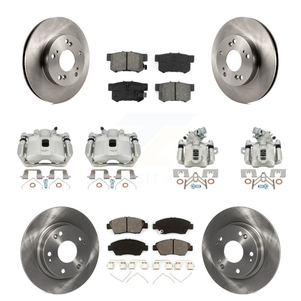 Front Rear Brake Caliper Rotor Semi-Metallic Pad Kit (10Pc) For 2013-2015 Acura ILX 1.5L KC8-101074S