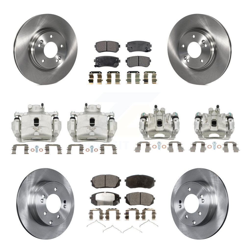 Front Rear Disc Brake Caliper Rotors And Semi-Metallic Pad Kit (10Pc) For Hyundai Sonata KC8-101076P