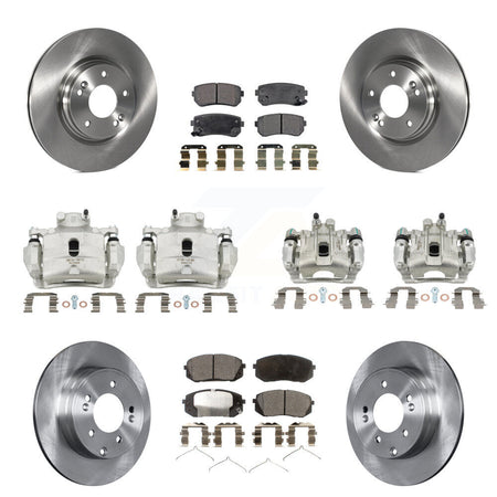 Front Rear Disc Brake Caliper Rotors And Semi-Metallic Pad Kit (10Pc) For Hyundai Sonata KC8-101076P