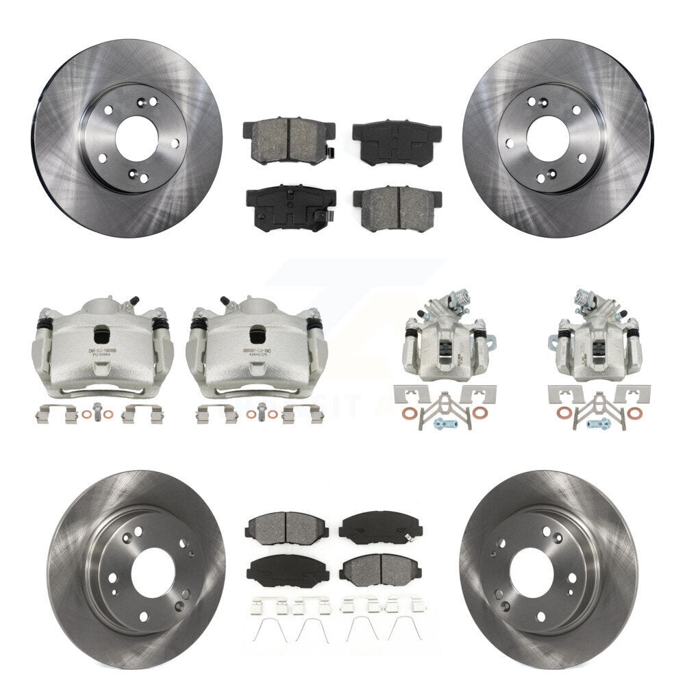 Front Rear Brake Caliper Rotors & Semi-Metallic Pad Kit (10Pc) For Honda Civic Acura ILX KC8-101076S