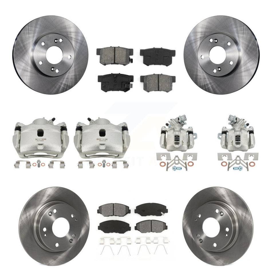 Front Rear Brake Caliper Rotors & Semi-Metallic Pad Kit (10Pc) For Honda Civic Acura ILX KC8-101076S