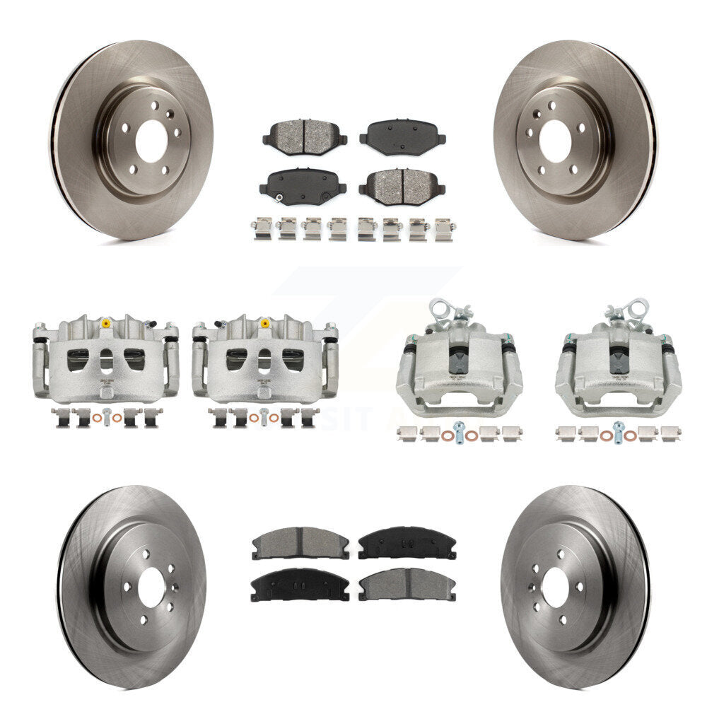 Front Rear Brake Caliper Rotor Semi-Metallic Pad Kit (10Pc) For 2013 Ford Explorer Sport KC8-101080S