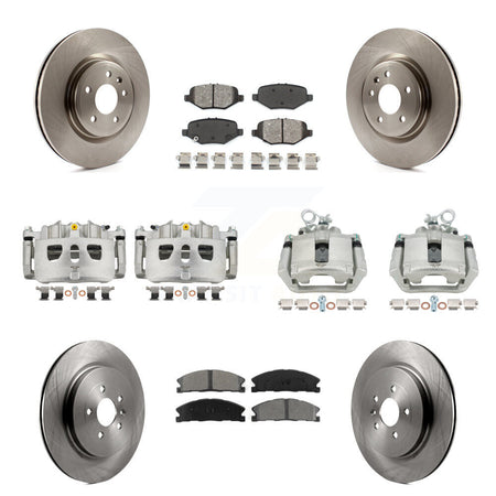 Front Rear Brake Caliper Rotor Semi-Metallic Pad Kit (10Pc) For 2013 Ford Explorer Sport KC8-101080S
