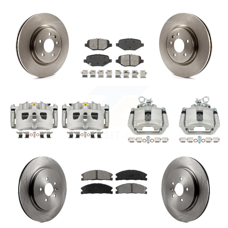 Front Rear Brake Caliper Rotor Semi-Metallic Pad Kit (10Pc) For 2013 Ford Explorer Sport KC8-101080S