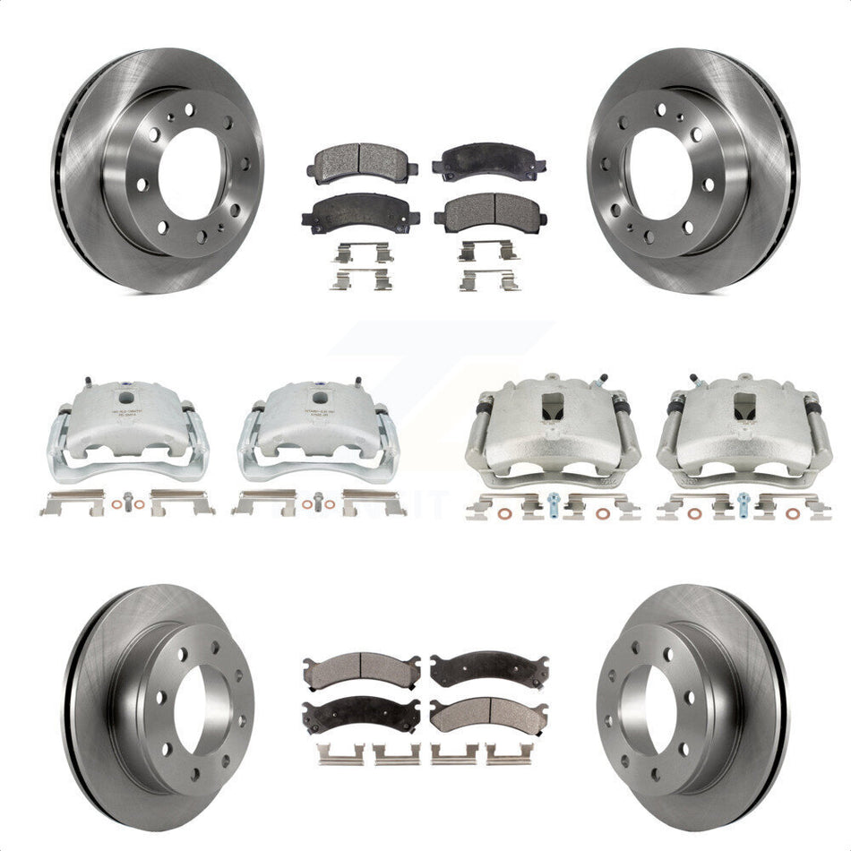 Front Rear Disc Brake Caliper Rotors And Ceramic Pads Kit (10Pc) For Chevrolet Express 2500 GMC Savana KC8-101080T by Transit Auto