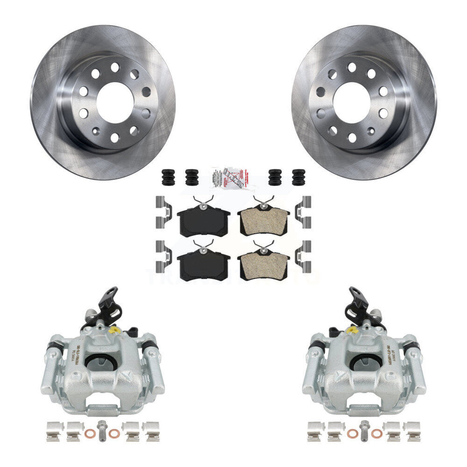 Rear Disc Brake Caliper Rotors And Semi-Metallic Pads Kit For 2011 Volkswagen Jetta With 253mm Diameter Rotor KC8-101083N by Transit Auto