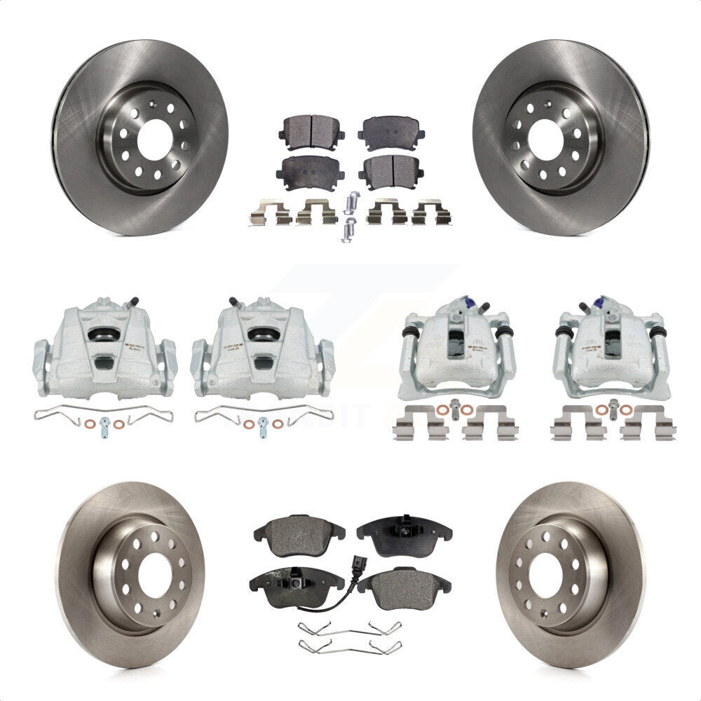 Front Rear Disc Brake Caliper Rotors And Semi-Metallic Pads Kit (10Pc) For 2009-2011 Volkswagen Tiguan KC8-101085P by Transit Auto