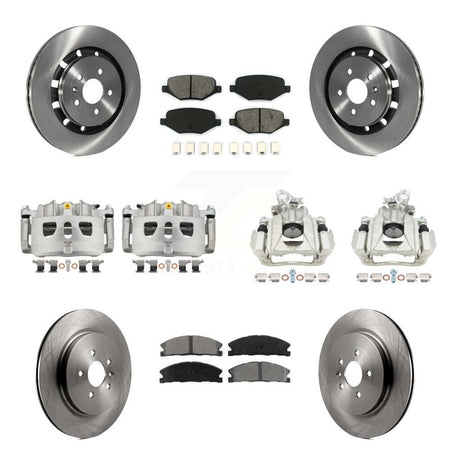 Front Rear Disc Brake Caliper Rotors & Semi-Metallic Pad Kit (10Pc) For 2016 Lincoln MKS KC8-101085S