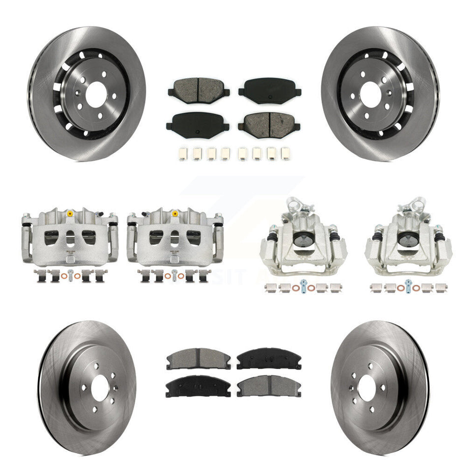 Front Rear Disc Brake Caliper Rotors & Semi-Metallic Pad Kit (10Pc) For 2016 Lincoln MKS KC8-101085S