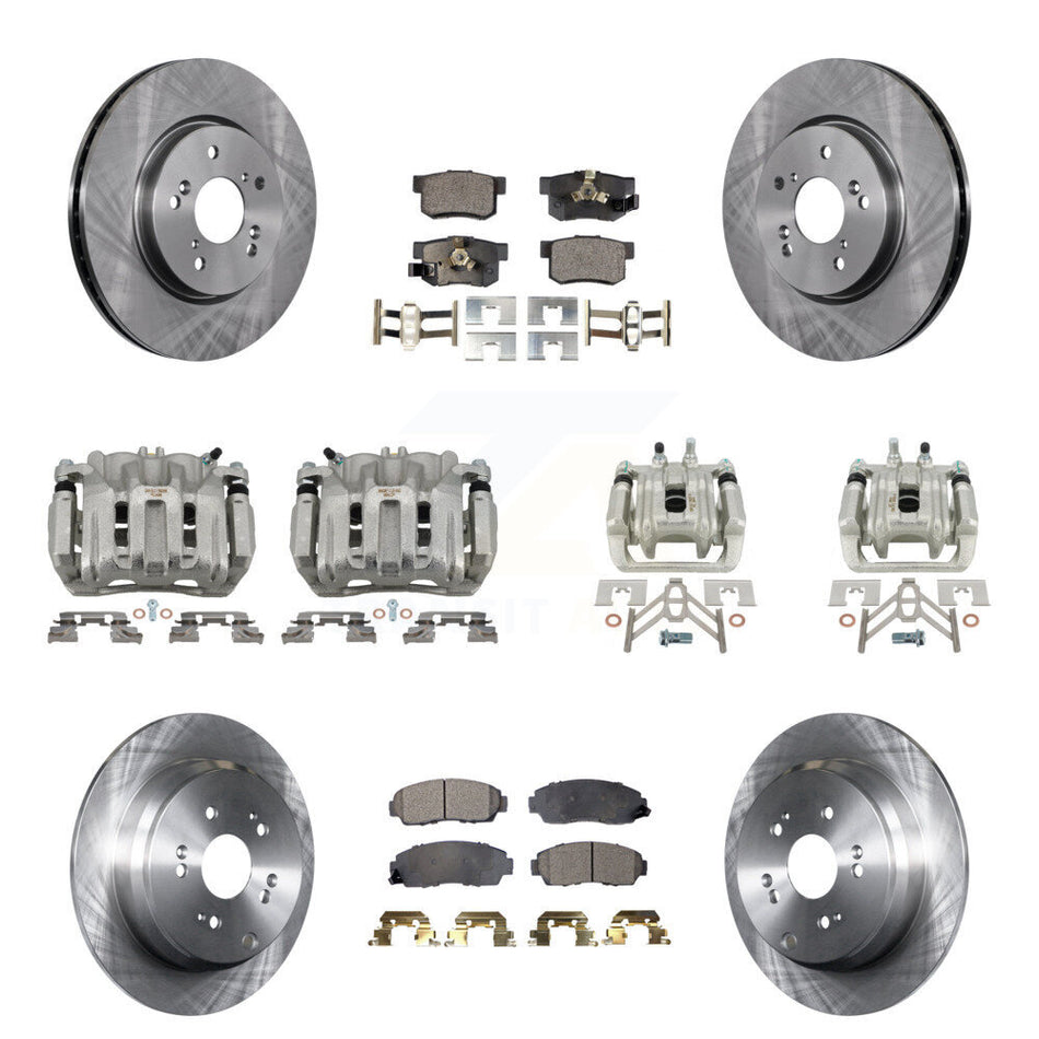 Front Rear Disc Brake Caliper Rotors And Ceramic Pad Kit (10Pc) For Honda CR-V Acura RDX KC8-101086T