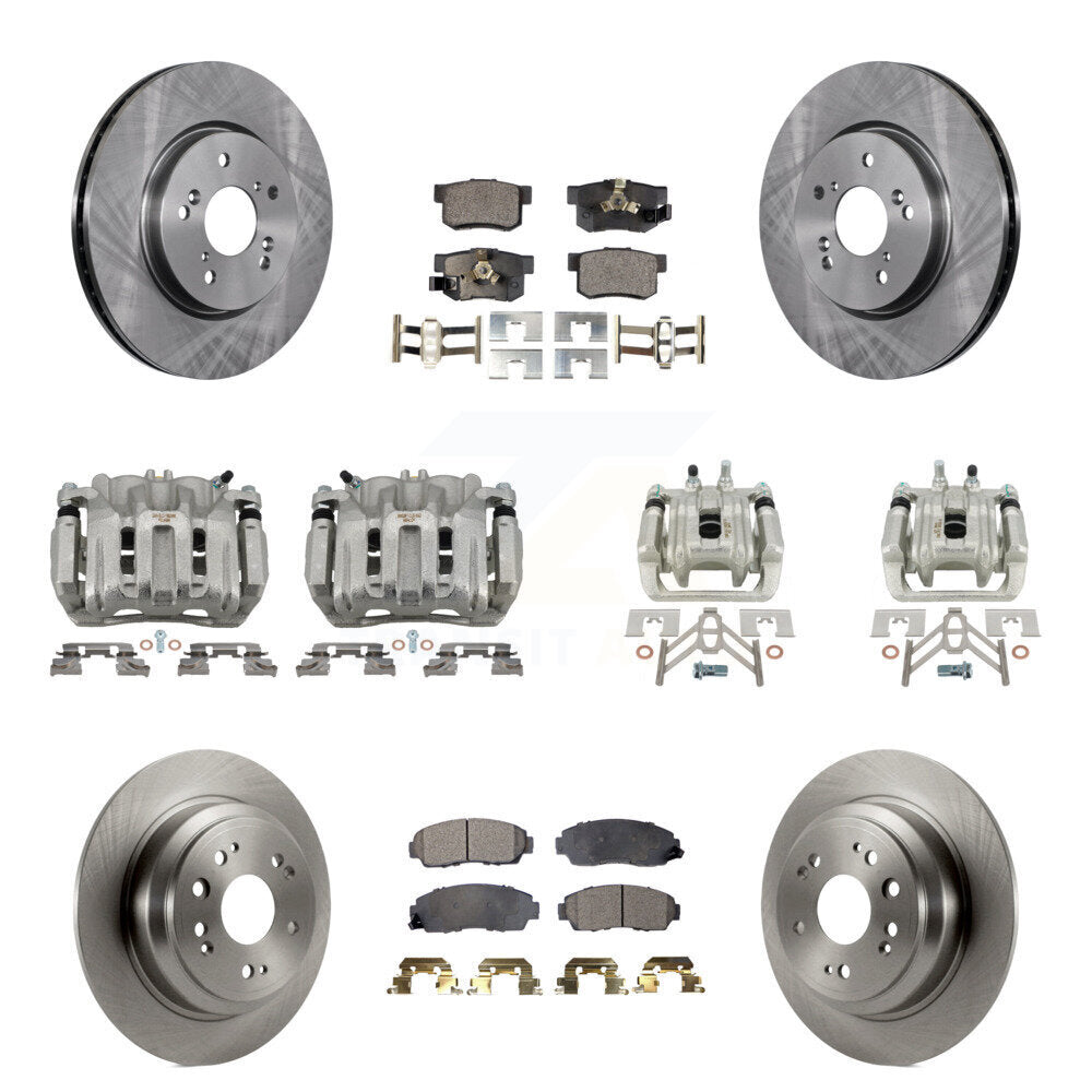 Front Rear Disc Brake Caliper Rotors & Ceramic Pad Kit (10Pc) For Honda Accord Crosstour KC8-101088T