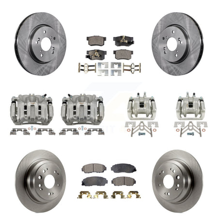 Front Rear Disc Brake Caliper Rotors & Ceramic Pad Kit (10Pc) For Honda Accord Crosstour KC8-101088T