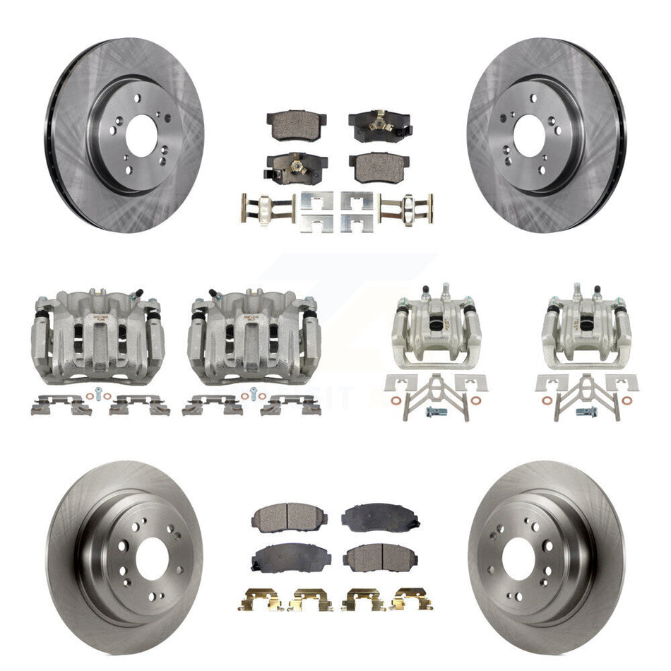 Front Rear Disc Brake Caliper Rotors & Ceramic Pad Kit (10Pc) For Honda Accord Crosstour KC8-101088T