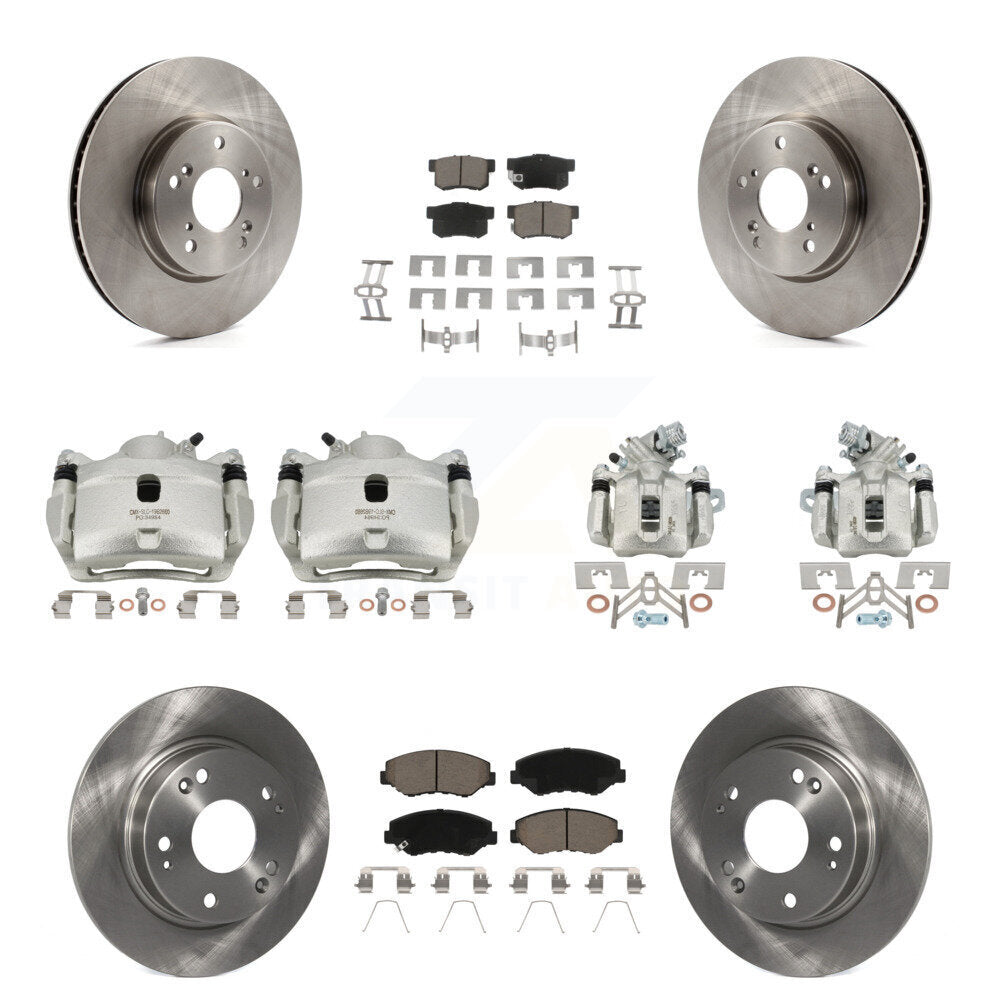 Front Rear Disc Brake Caliper Rotors And Ceramic Pads Kit (10Pc) For Honda Civic KC8-101089C