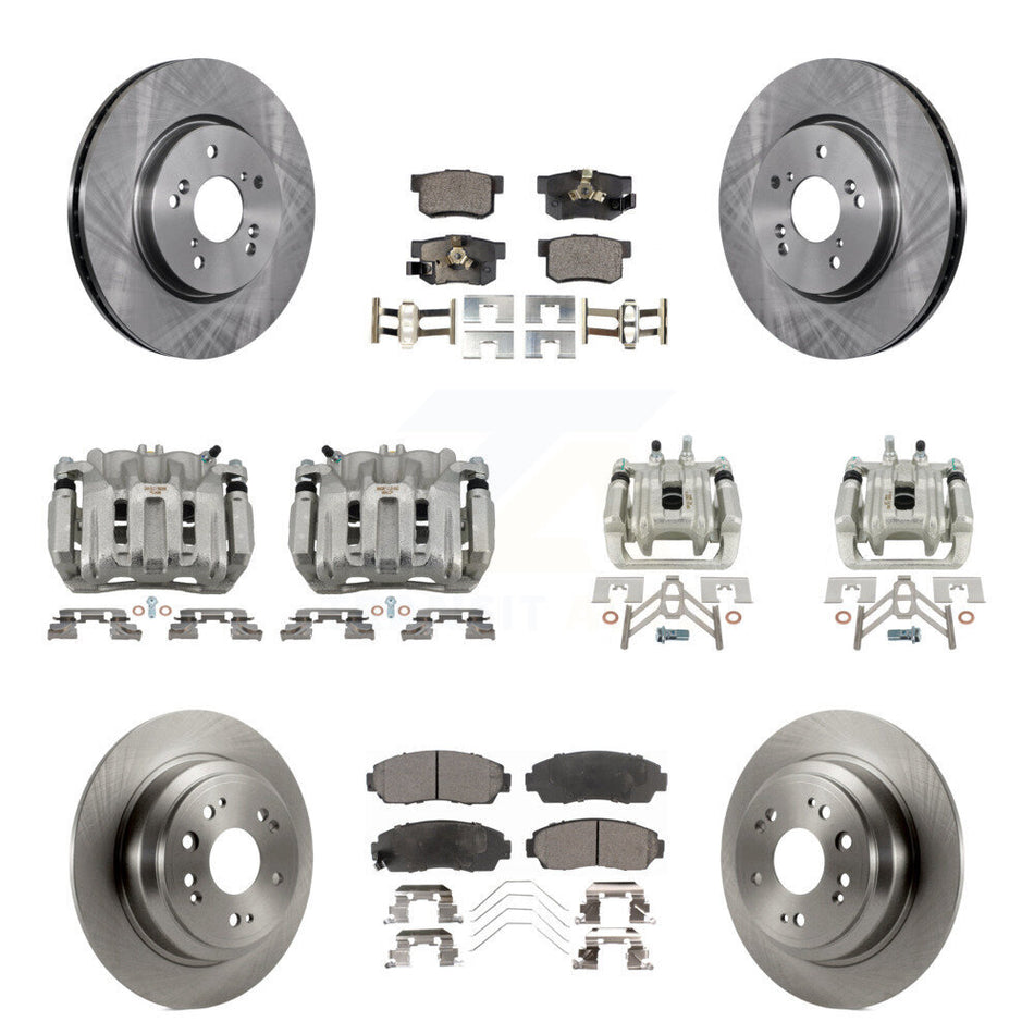 Front Rear Brake Caliper Rotors Ceramic Pad Kit (10Pc) For 11 Honda Accord Crosstour AWD KC8-101089T