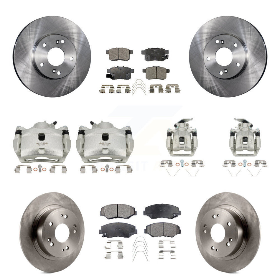 Front Rear Disc Brake Caliper Rotor Ceramic Pad Kit (10Pc) For Honda Accord LX with 2.4L KC8-101091T