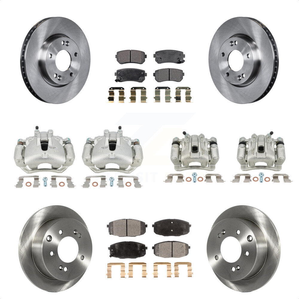 Front Rear Disc Brake Caliper Rotors And Semi-Metallic Pads Kit (10Pc) For Kia Forte Koup Forte5 2.0L KC8-101092P by Transit Auto