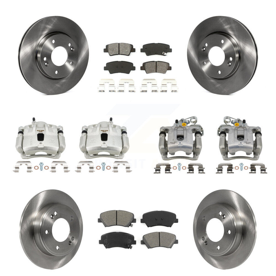 Front Rear Disc Brake Caliper Rotor And Semi-Metallic Pad Kit (10Pc) For Hyundai Elantra KC8-101092S