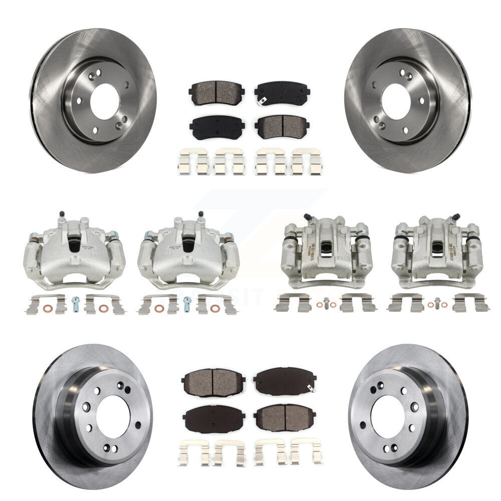 Front Rear Disc Brake Caliper Rotor And Semi-Metallic Pad Kit (10Pc) For Hyundai Elantra KC8-101093S