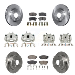 Front Rear Disc Brake Caliper Rotors And Semi-Metallic Pads Kit (10Pc) For Hyundai Accent Kia Rio Rio5 KC8-101094P