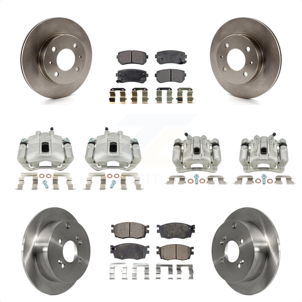 Front Rear Disc Brake Caliper Rotors And Semi-Metallic Pads Kit (10Pc) For 2006 Hyundai Accent Hatchback KC8-101095P by Transit Auto