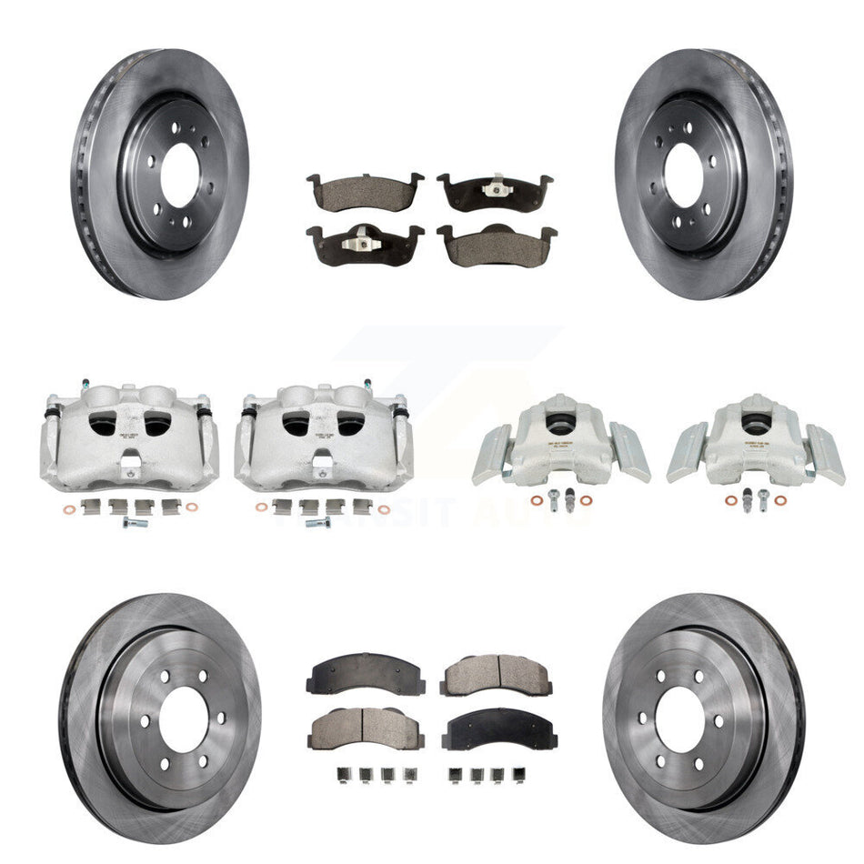 Front Rear Disc Brake Caliper Rotors And Semi-Metallic Pads Kit (10Pc) For 2010-2017 Ford Expedition Lincoln Navigator KC8-101096P