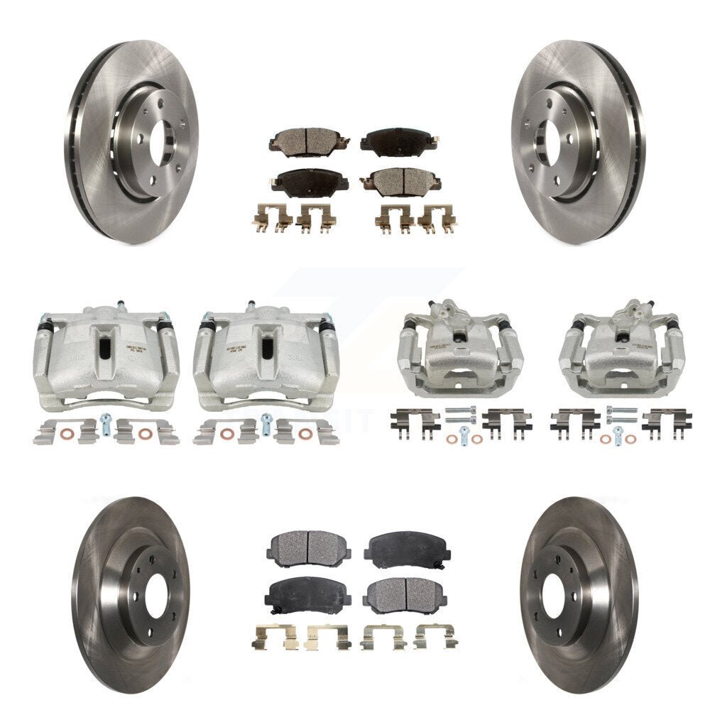 Front Rear Disc Brake Caliper Rotors And Semi-Metallic Pads Kit (10Pc) For Mazda CX-5 KC8-101097P