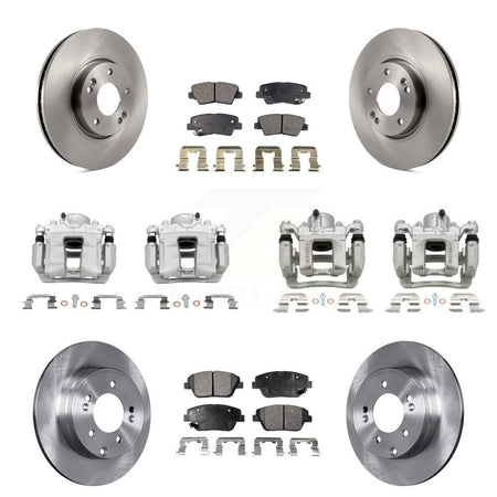 Front Rear Disc Brake Caliper Rotor Ceramic Pad Kit (10Pc) For Hyundai Sonata Kia Optima KC8-101098T