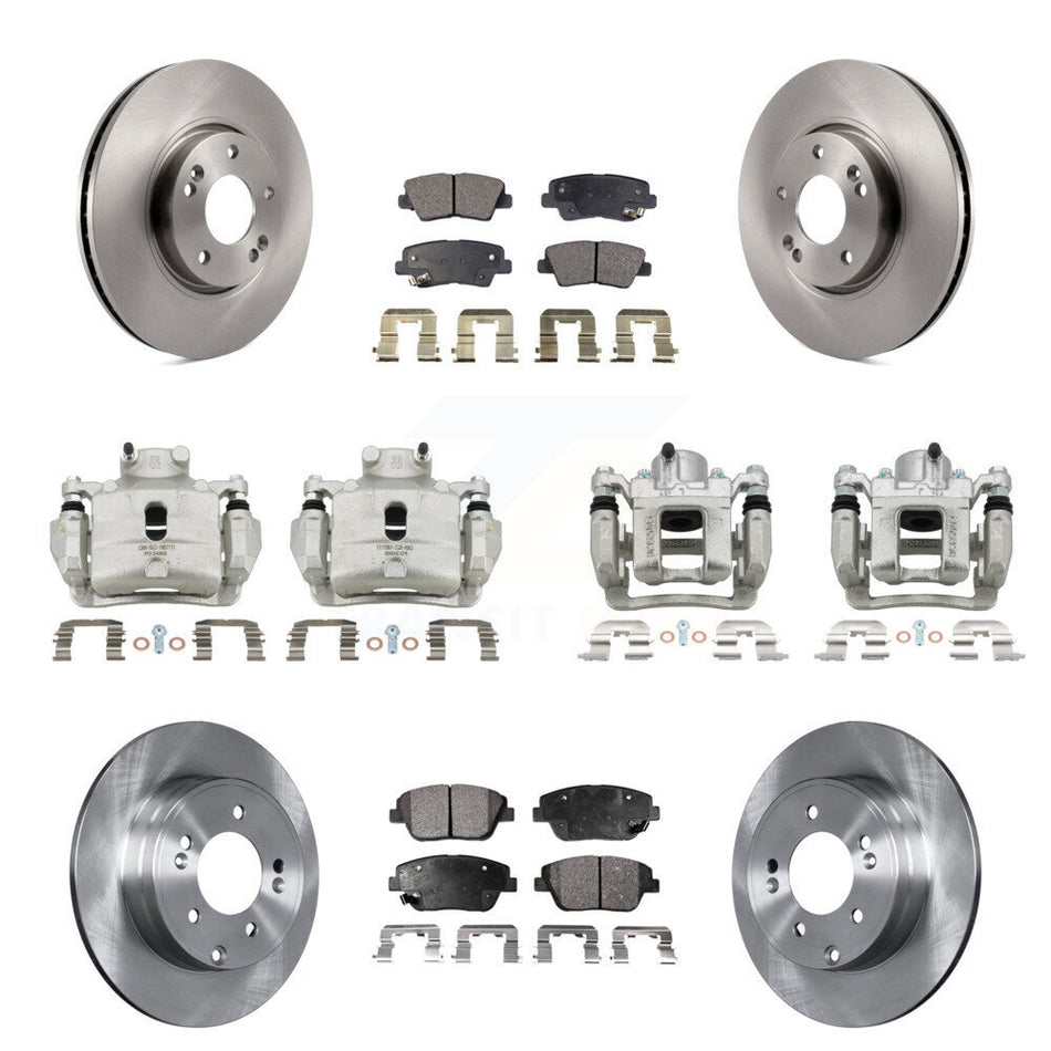 Front Rear Disc Brake Caliper Rotors Ceramic Pad Kit (10Pc) For 2014 Hyundai Sonata 2.0L KC8-101099T