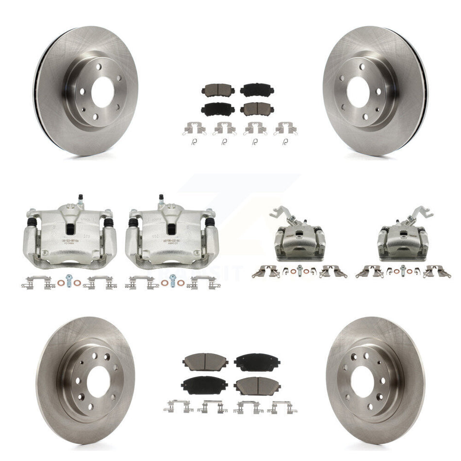Front Rear Disc Brake Caliper Rotors Ceramic Pad Kit (10Pc) For 2016-2018 Mazda CX-3 AWD KC8-101101C