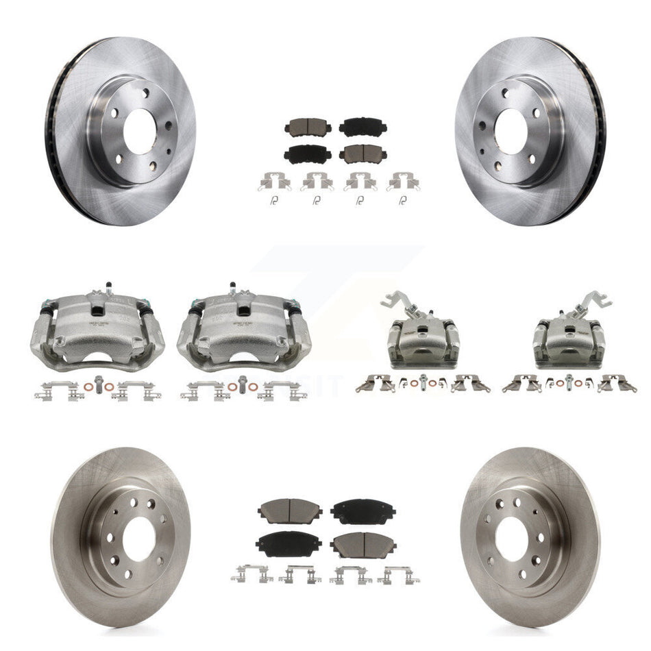 Front Rear Disc Brake Caliper Rotors Ceramic Pad Kit (10Pc) For 2016-2018 Mazda CX-3 FWD KC8-101102C