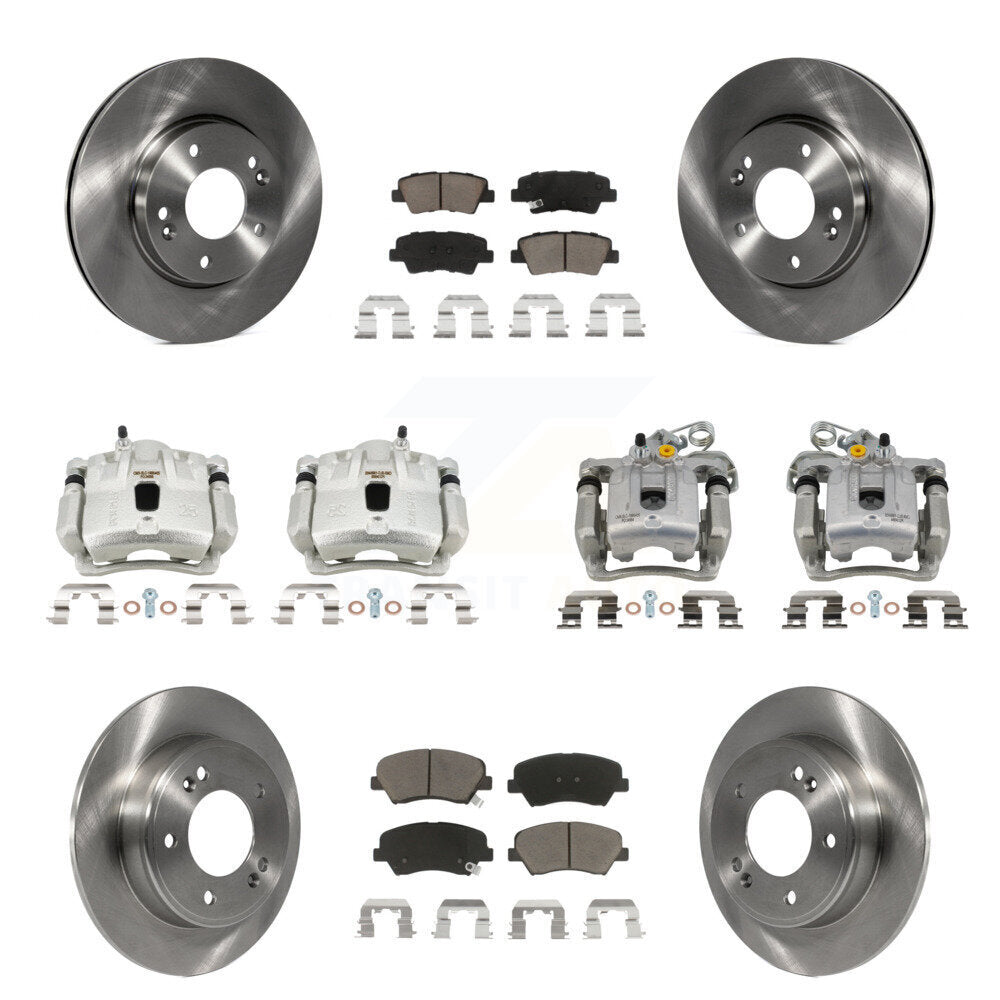 Front Rear Disc Brake Caliper Rotors And Ceramic Pads Kit (10Pc) For Hyundai Elantra KC8-101104C