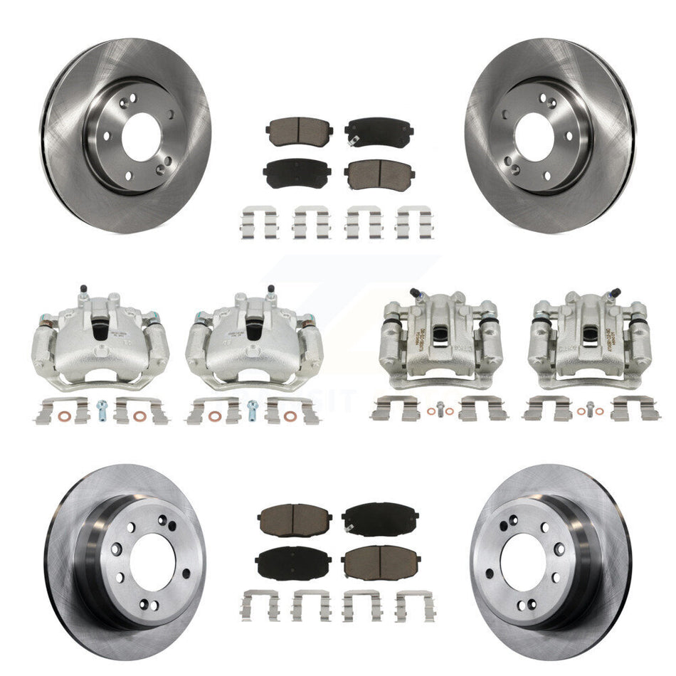 Front Rear Disc Brake Caliper Rotors And Ceramic Pads Kit (10Pc) For Hyundai Elantra KC8-101105C
