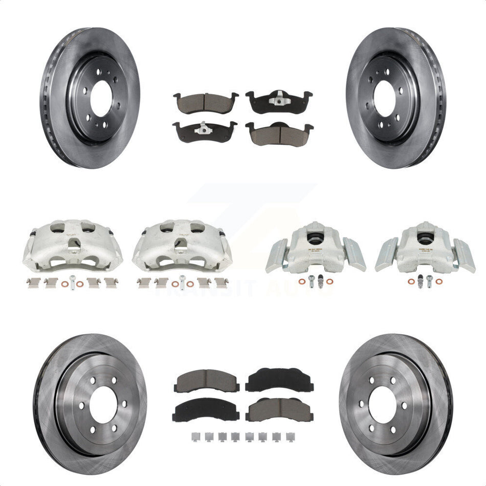 Front Rear Disc Brake Caliper Rotors And Ceramic Pads Kit (10Pc) For 2010-2017 Ford Expedition Lincoln Navigator KC8-101106C by Transit Auto