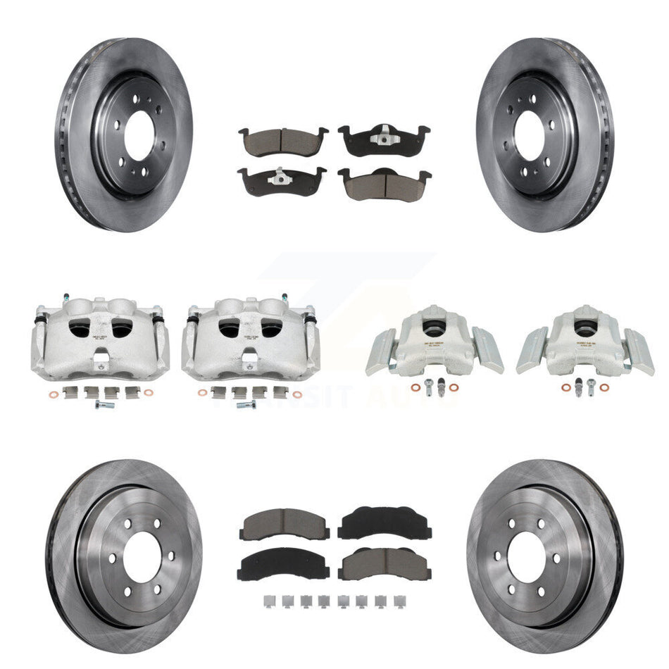 Front Rear Disc Brake Caliper Rotors And Ceramic Pads Kit (10Pc) For 2010-2017 Ford Expedition Lincoln Navigator KC8-101106C